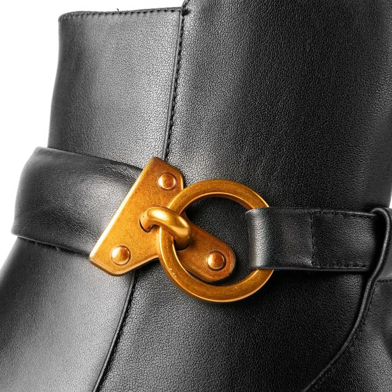 Женские зимние ботинки на плоской подошве Taoffen теплые меху из натуральной кожи с