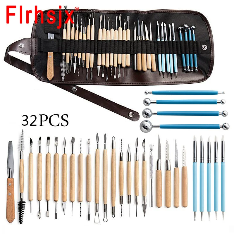 

32pcs/set Clay Tools Sculpting Kit Sculpt Smoothing Wax Carving Pottery Ceramic Polymer Shapers Modeling Carved Ceramic DIY Tool