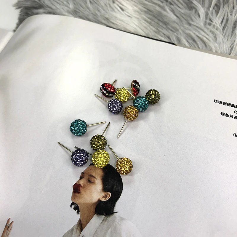 Серьги-гвоздики женские из серебра 925 пробы радужного цвета