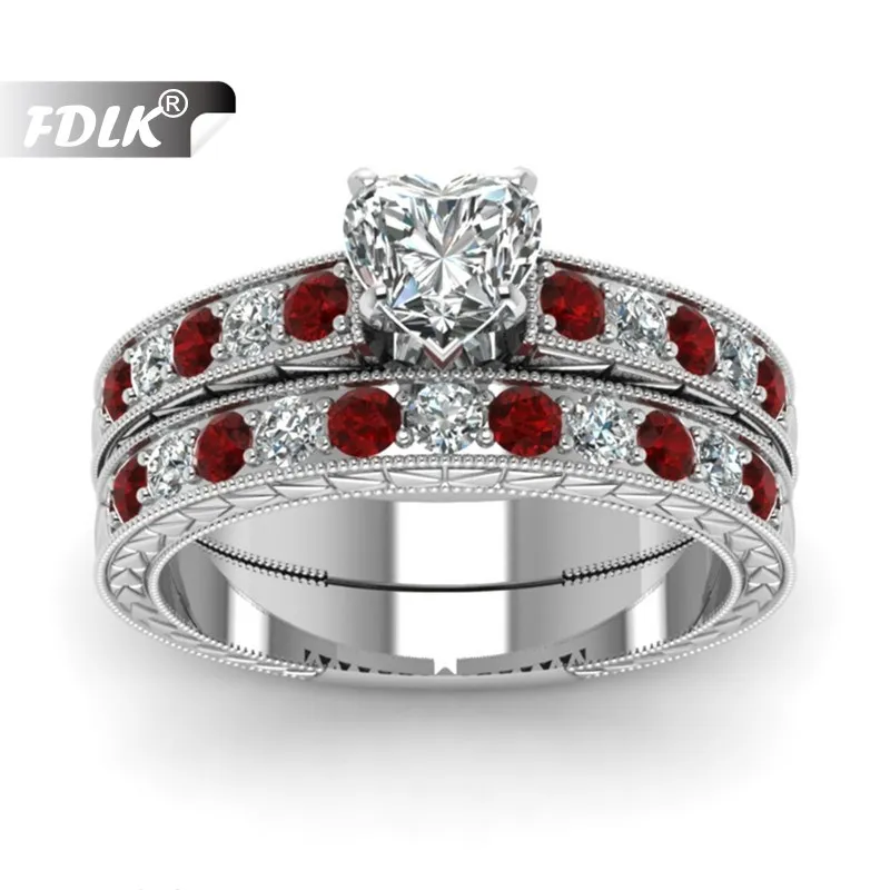 FDLK модное роскошное кольцо в форме сердца с кристаллами из цинкового сплава