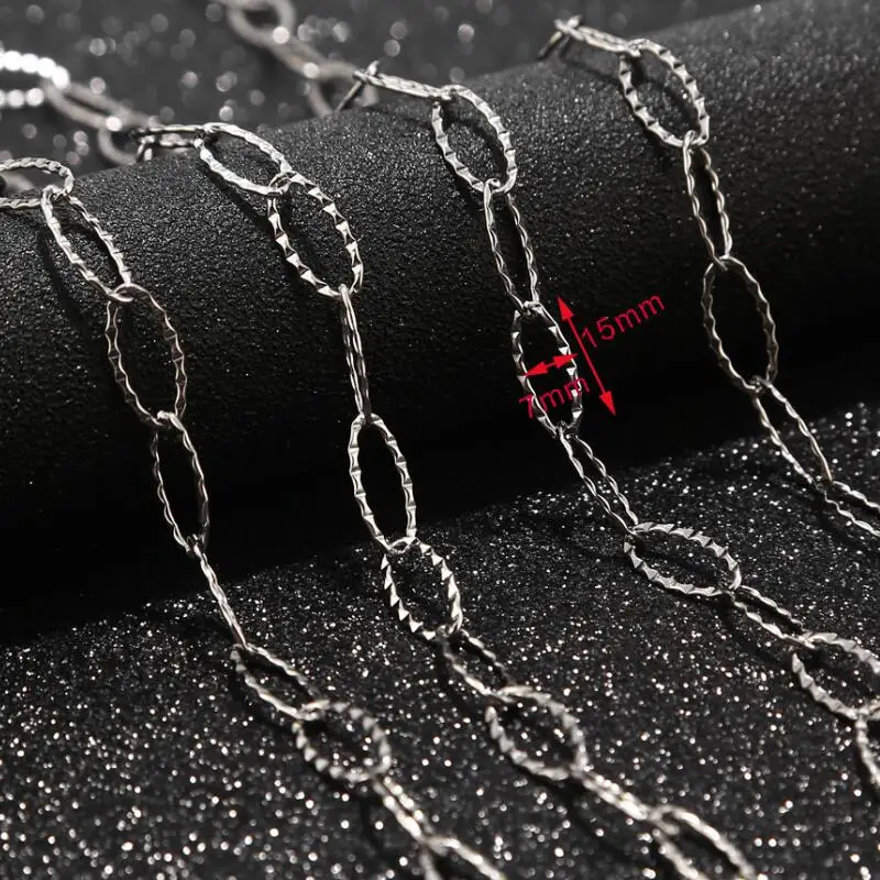 steel color Новая 7 мм ширина нержавеющей стали Овальные Цепочки без использования свинца и никеля звено цепи для Аксессуары для изготовления украшений DIY Изготовление - Цвет: steel color