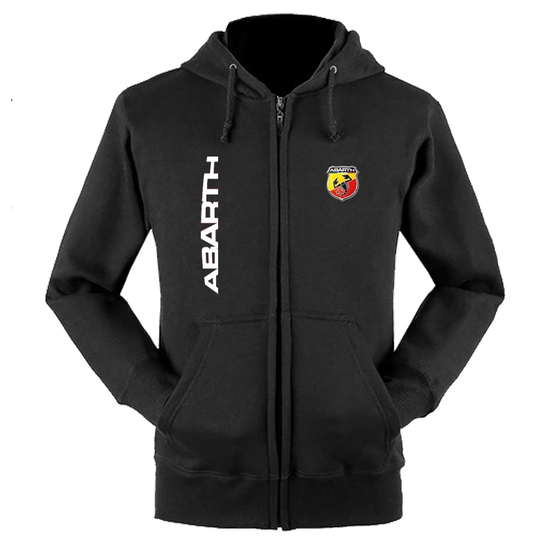 

2021 Hoodies Men Abarth Car Logo Print Casual Long Sleeve Hooded Sweatshirts Mens zipper Jacket Man Hoody Clothing
