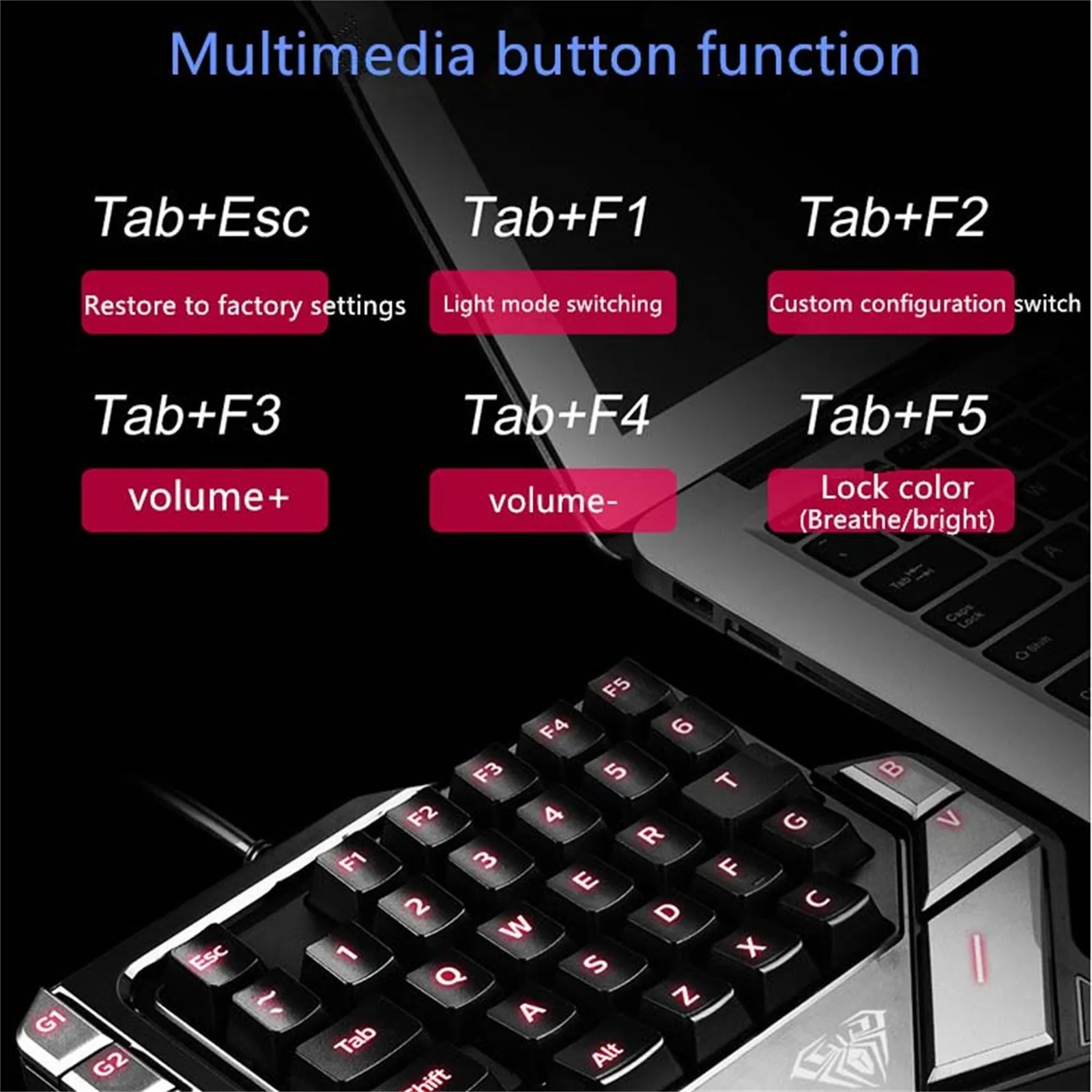 

Keyboard Gaming Aula K2 38-key Usb Gaming Keyboard Mini Led Backlit Ergonomic One-handed Keyboard Gaming Accessories Cs Go