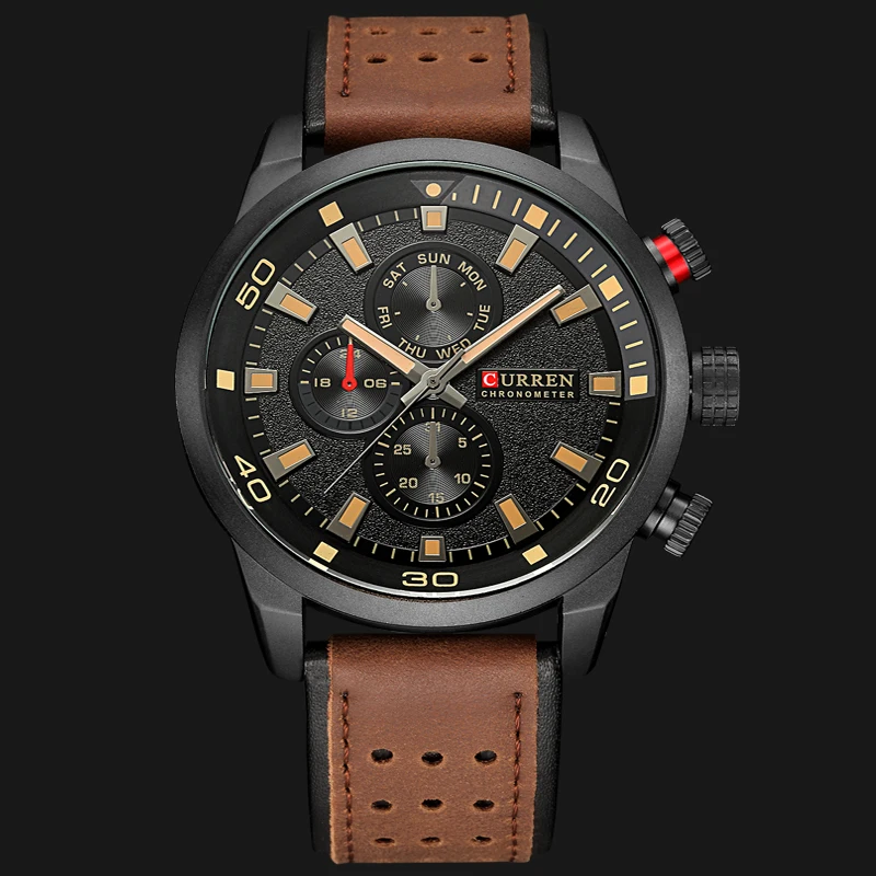 

CURREN Новые Роскошные Модные Аналоговые военные спортивные часы высокого качества с кожаным ремешком кварцевые наручные часы Montre Homme Relojes