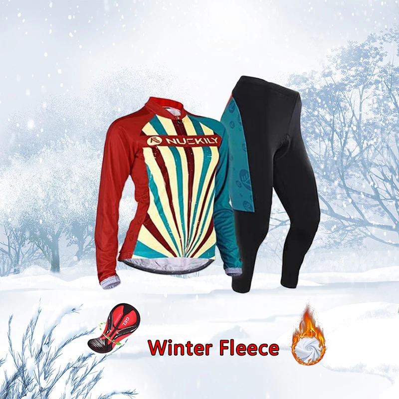 

2022 зимняя велосипедная Джерси, женский длинный комплект, теплая флисовая велосипедная одежда, ретро Спортивная велосипедная одежда, женски...