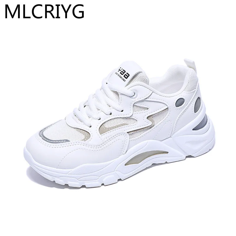 

2021 Spring Women Shoes Sneakers for Women Lace-Up Vulcanize Shoes Casual Fashion Dad Shoes Platform Sneakers Zapatos De Mujer