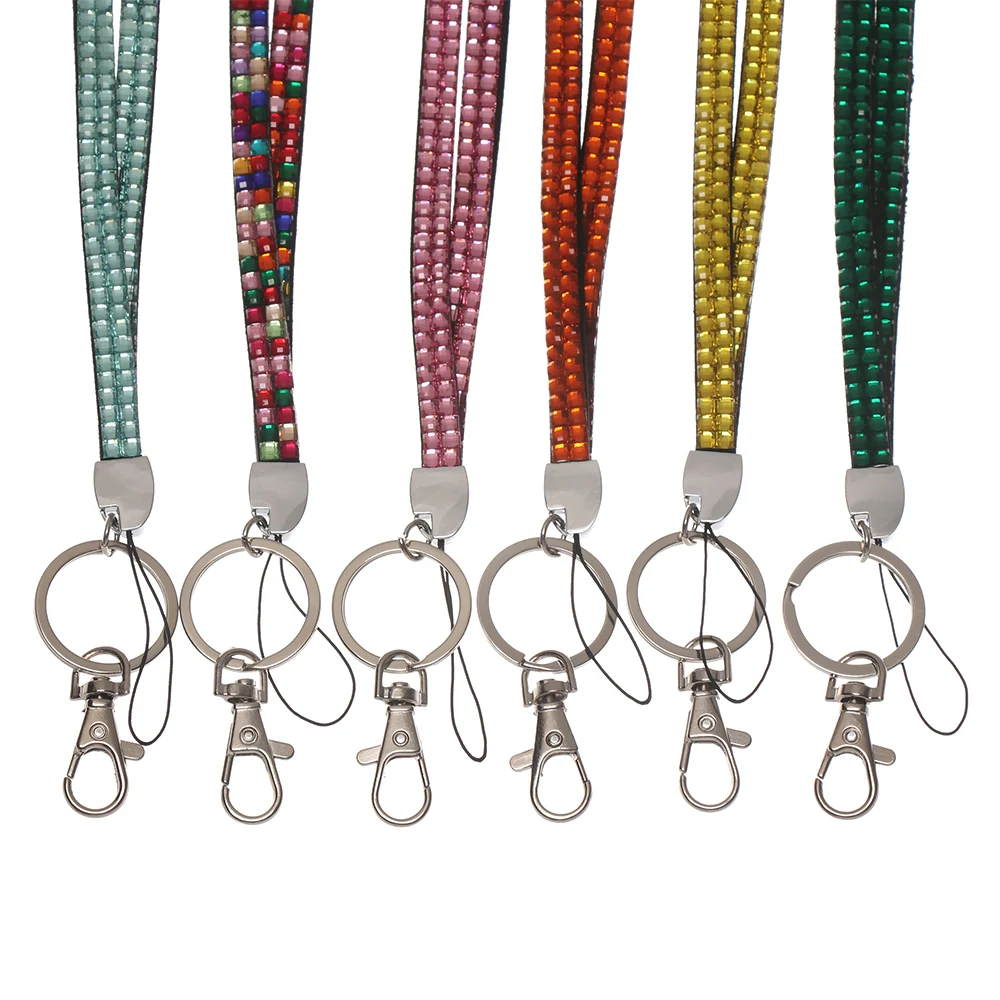 12 color Rhinestone Bling Crystal Lanyard Badge ID Card Holder Neck Strap Sparkly Clip Mobile Phone Hanging Rope Office Supplies |
