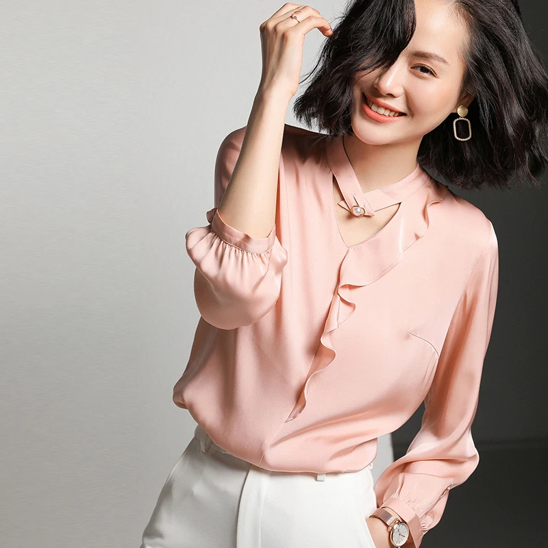 Элегантные женские блузки 2020 Весенняя шелковая блузка винтажные Модные рубашки