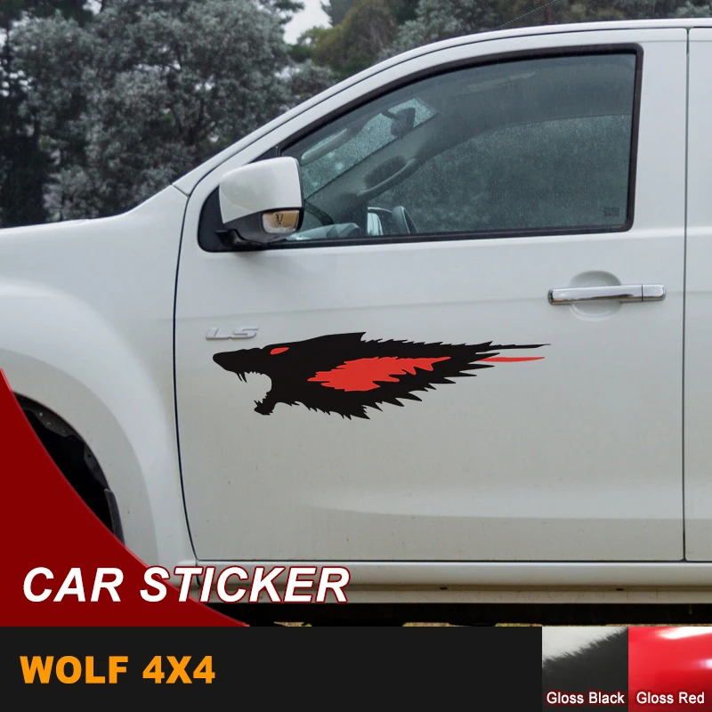 Бесплатная доставка 2 шт Волчья крутая Автомобильная наклейка свирепые двери