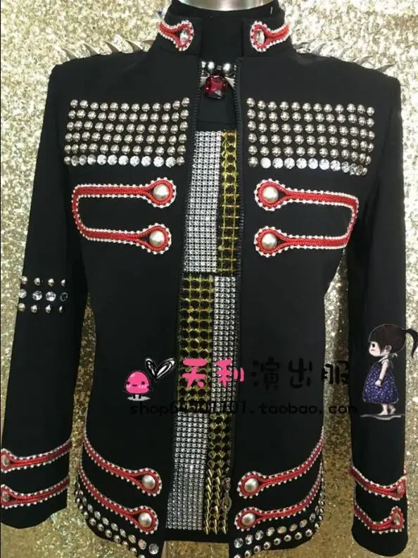 

Customize new Mens Performance Luxury handwork jackets male Brand Rivet Jacket Coat Male singer Fashion stage costume S-4XL