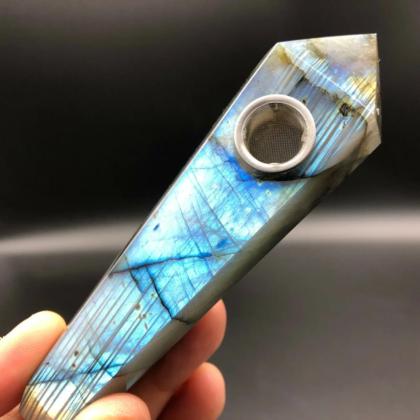 Лабрадорит курительная трубка Минеральные Кристаллы драгоценные камни