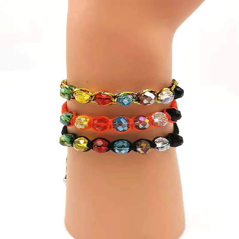 12 шт. многоцветная Хрустальная нить оплетка семь звезд массив браслет для мужчин