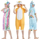 Пижама-кигуруми в виде единорога, летняя Пижама для взрослых с животными, для мальчиков и девочек, для мужчин и женщин, 2020, пижама, одежда для сна, Хлопковая пижама