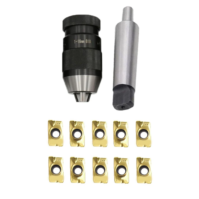 

1 Set Self Tighten Keyless Drill Chuck Shank Hand Tightening Drill Chuck & 1 Set APMT1604 PDER DP5320 Lathe Milling Mill