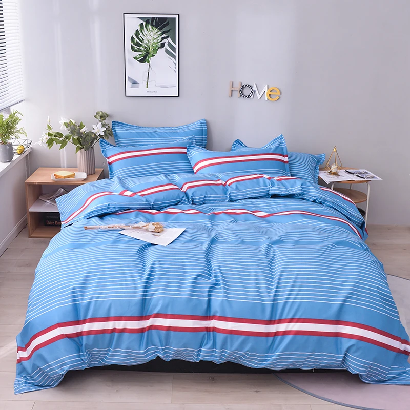 

Комплект постельного белья в полоску синий пододеяльник набор роскошное покрывало для кровати Комплект постельного белья покрывало Твин К...