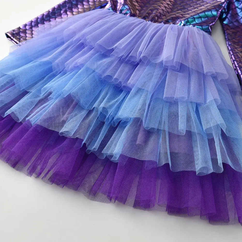 VIKITA Girl Princess Dress Autumn Wedding Birthday Party Tutu Vestidos Kids Dresses For Girls Children Christmas Costumes