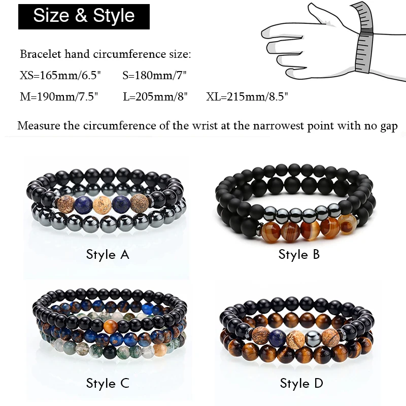 Браслет мужской из натурального камня Модный бриллиантовый браслет 8 мм с