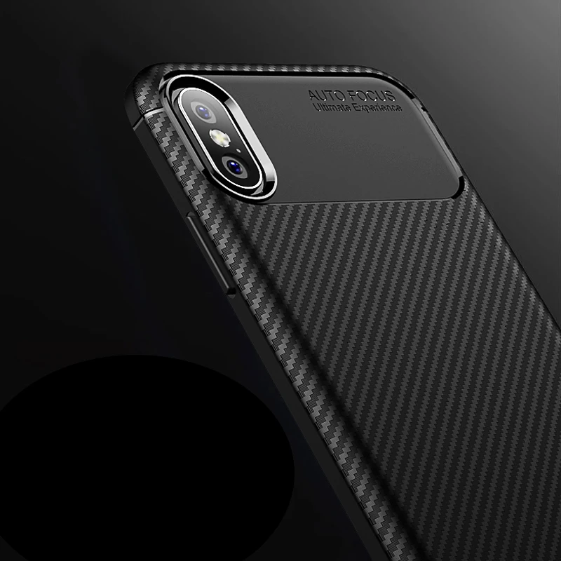 Чехол для Телефона iPhone 6 7 8 Plus X роскошный мягкий ТПУ чехол из углеродного волокна