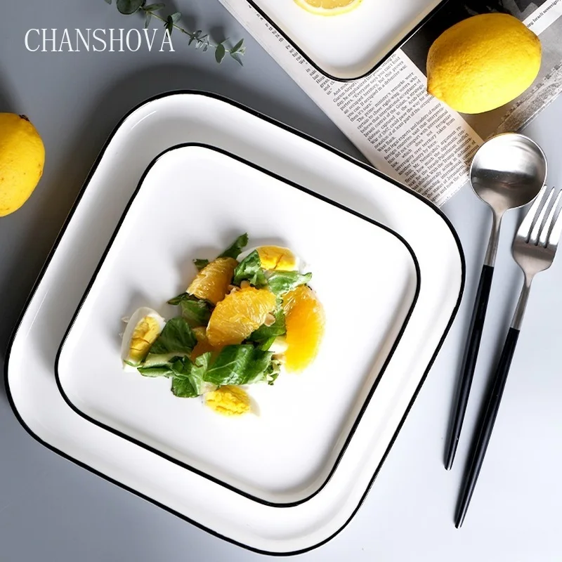 Круглая и квадратная керамическая обеденная тарелка CHANSHOVA для пиццы стейка