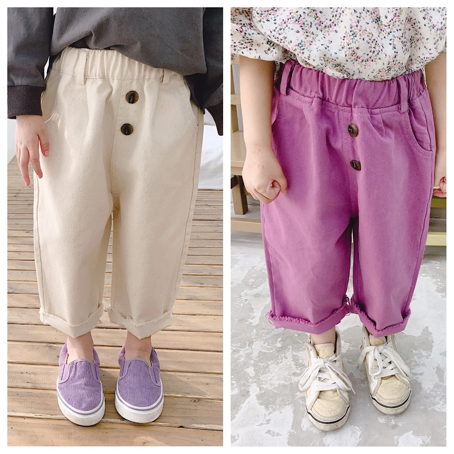 Autumn Children's New Girls' Korean-Style 9-Pants Spring and Casual Pants Fall Clothes for Kids Baby Bell Bottoms | Детская