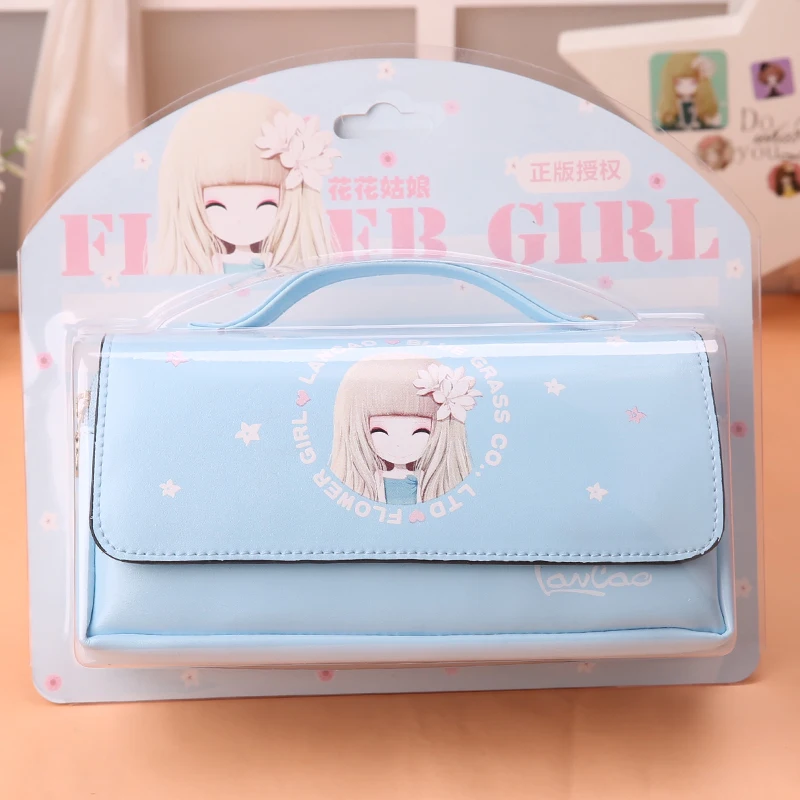 Корейский милый школьный пенал с цветочным рисунком для девочек вместительный