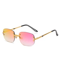 square retro sunglasses rimless brown black metal sun glasses for men women popular accessories hot selling drop ship