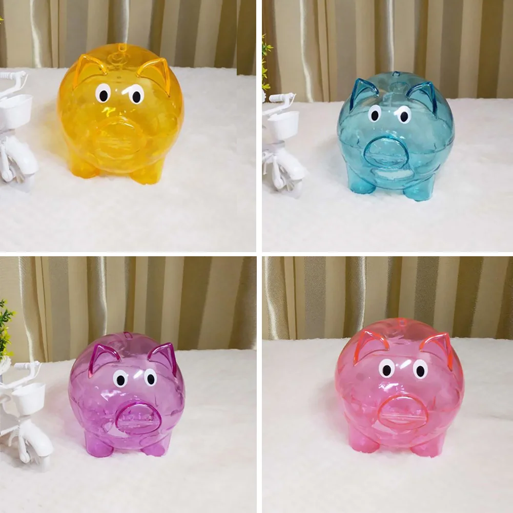 Hucha transparente de colores para beb&eacute;, Kawaii alcanc&iacute;a de dibujos animados, caja de juguetes para regalo para ni&ntilde;os y adultos-3
