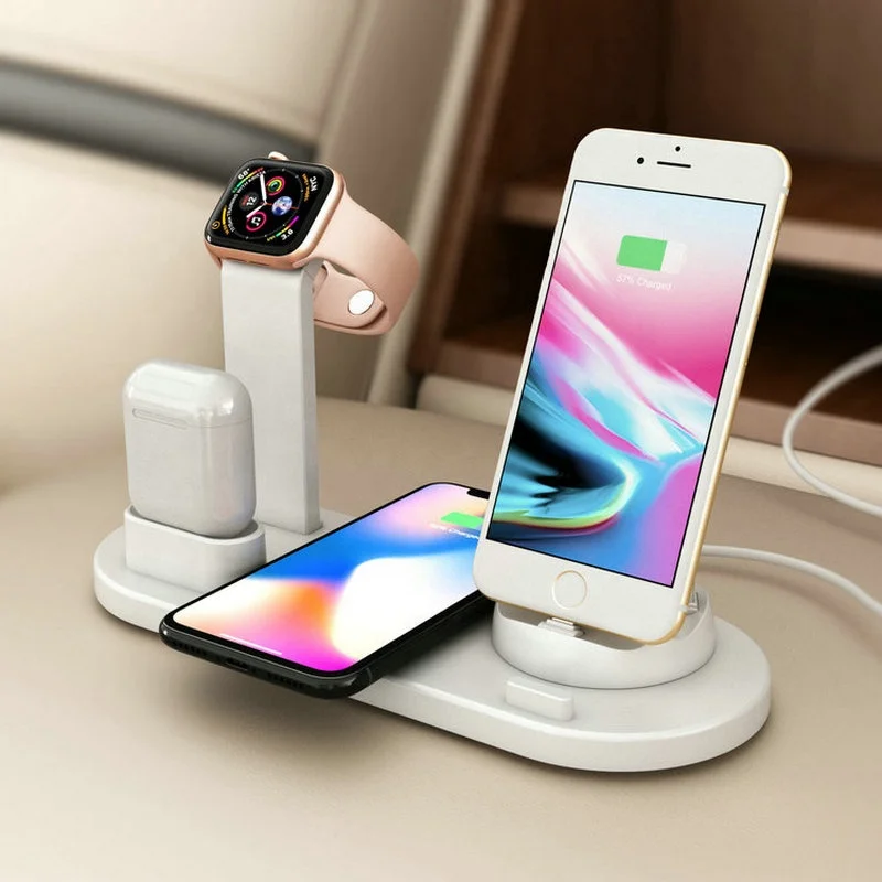 4 в 1 беспроводное зарядное устройство для IPhone X 11 MAX Samsung HuaWei|Подставки и держатели|