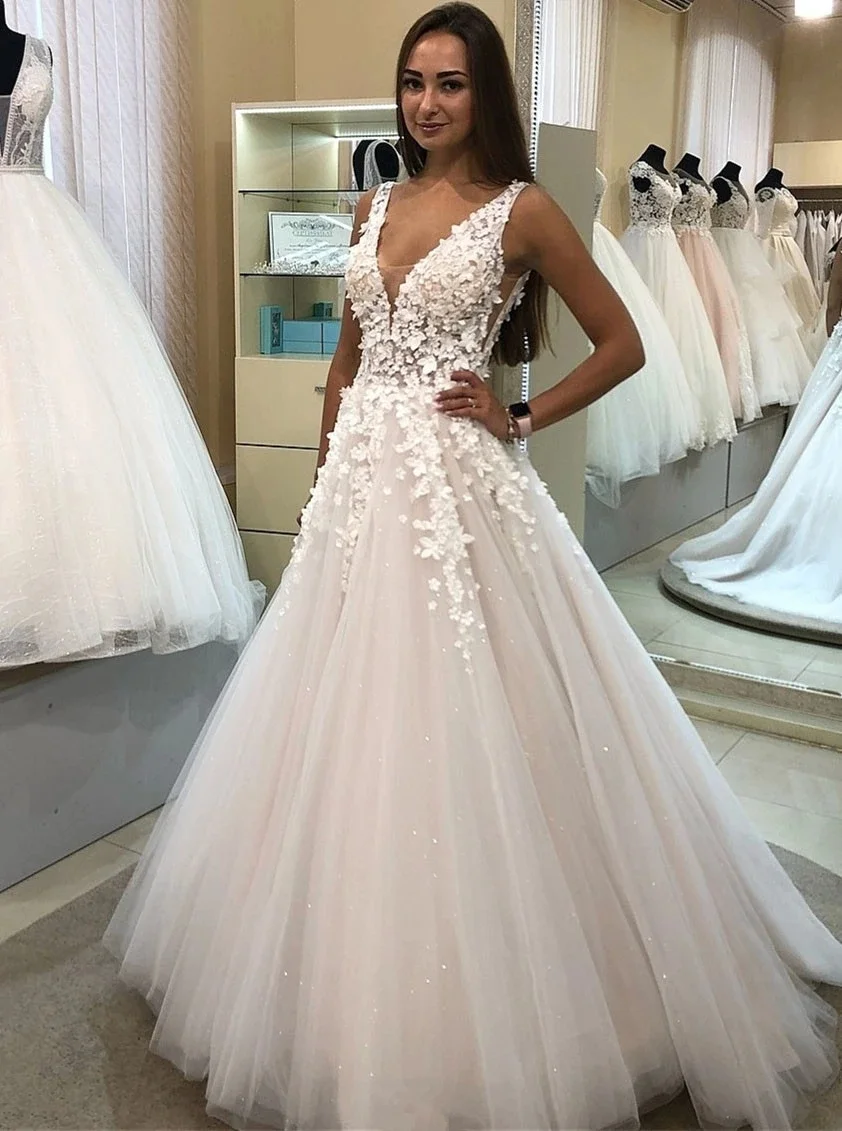 Vestido De Noiva свадебное платье свадебное платье невесты платья с v-образным вырезом без рукавов Свадебные платья