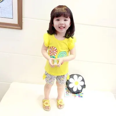 

Two Pieces Cotton Girls Clothing Sets Summer Vest Sleeveless Children Sets Fashion Girls Clothes Suit Casual Floral Outfits 1-5T