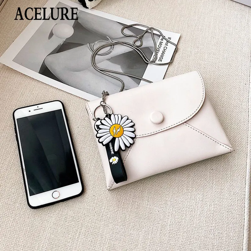

Retro Flower Decor Solid Color PU Leather Flap Envelope Bags Women Small Handbags Female Ladies Mini Shoulder Crossbody Bags