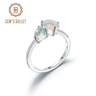 Женское кольцо GEM'S BALLET, ювелирное изделие из стерлингового серебра 925 пробы с каплевидными камнями, Винтажное кольцо с натуральным эфиопским опалом, ювелирное изделие