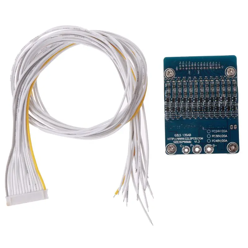 Литий ионная литиевая батарея 20A 18650 защита батареи BMS PCB баланс платы 13S