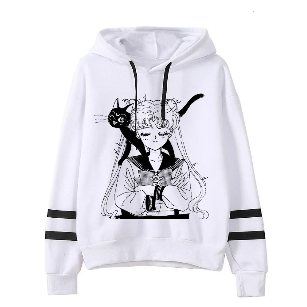 Сейлор Мун Женская толстовка kawaii Забавный ulzzang Толстовка harajuku корейский стиль графический женская одежда толстовки Модные гранж - Цвет: 420