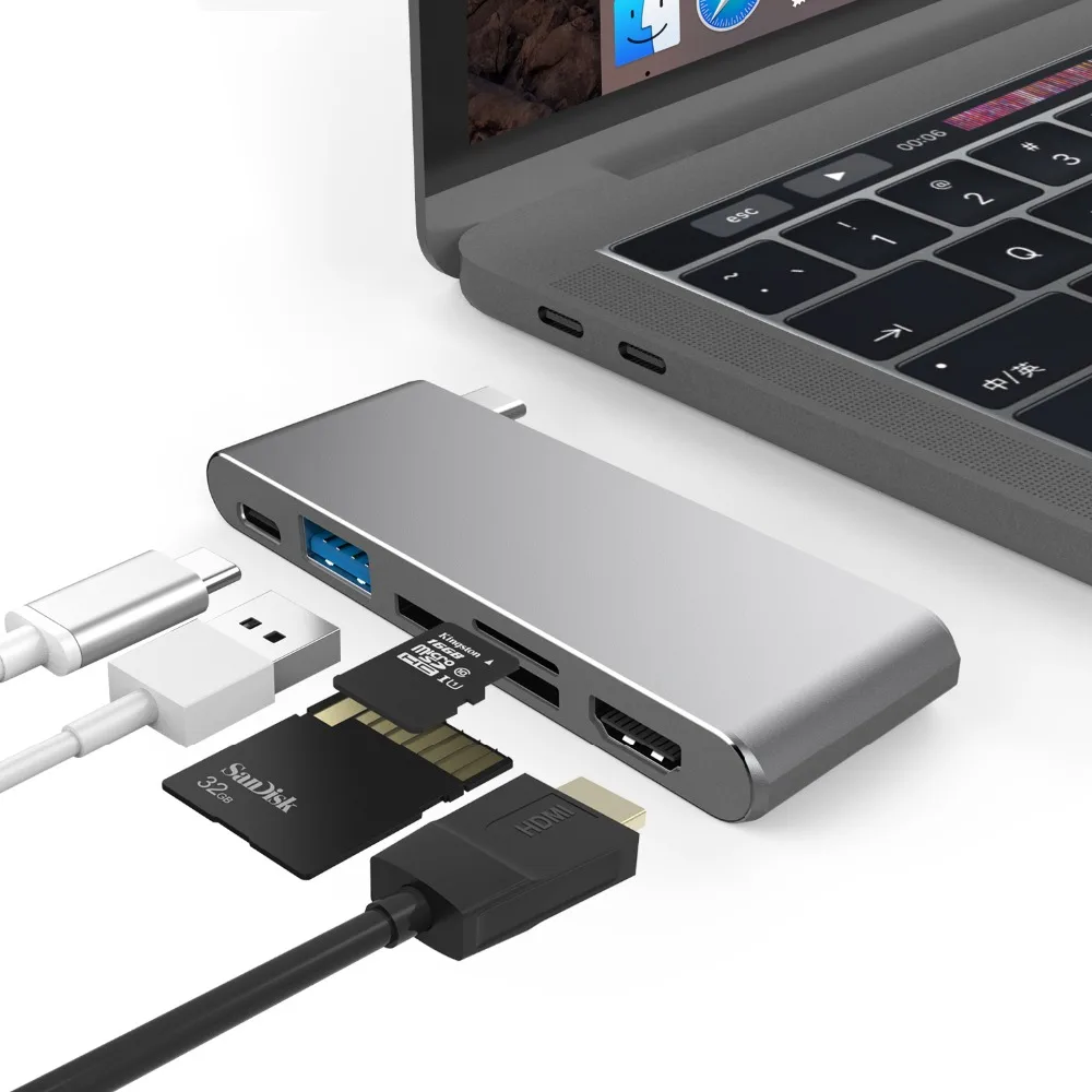 Usb type C 3 1 хаб К HDMI 4K адаптер Thunderbolt3 Dock Dongle Combo SD TF слот для карт с Charing MacBook Pro| |