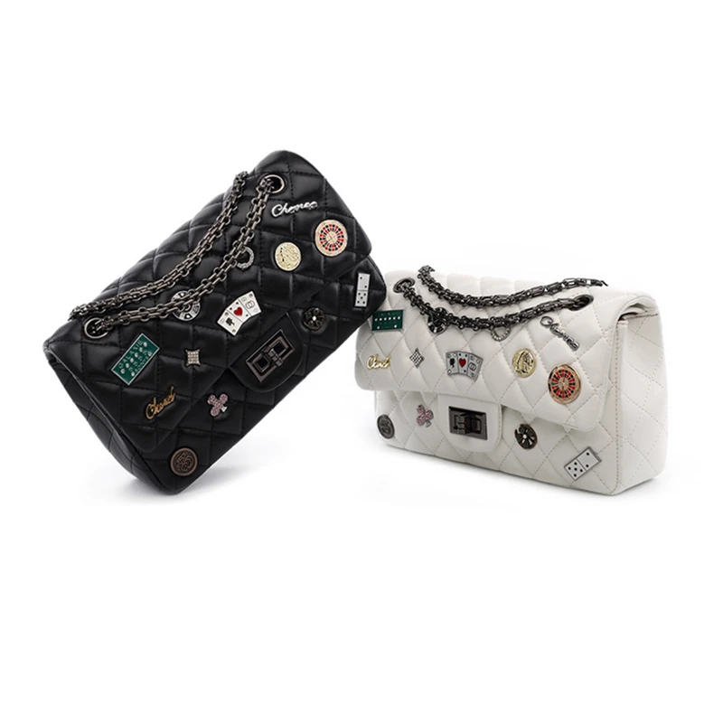 Сумка на плечо Ретро масло воск кожаный значок цепочке для женщин ромбовидная