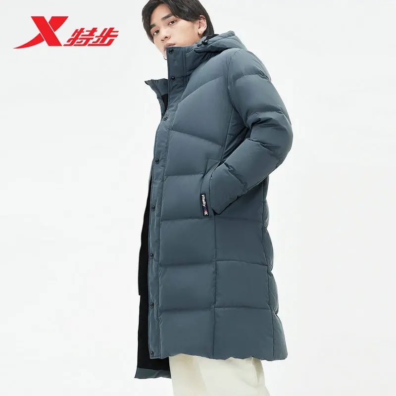 

Xtep Winter Men's Down Jacket Male Solid Color Hooded Coat Casual Warm Thicken Medium-Long Parka Windproof Coats 881429199160