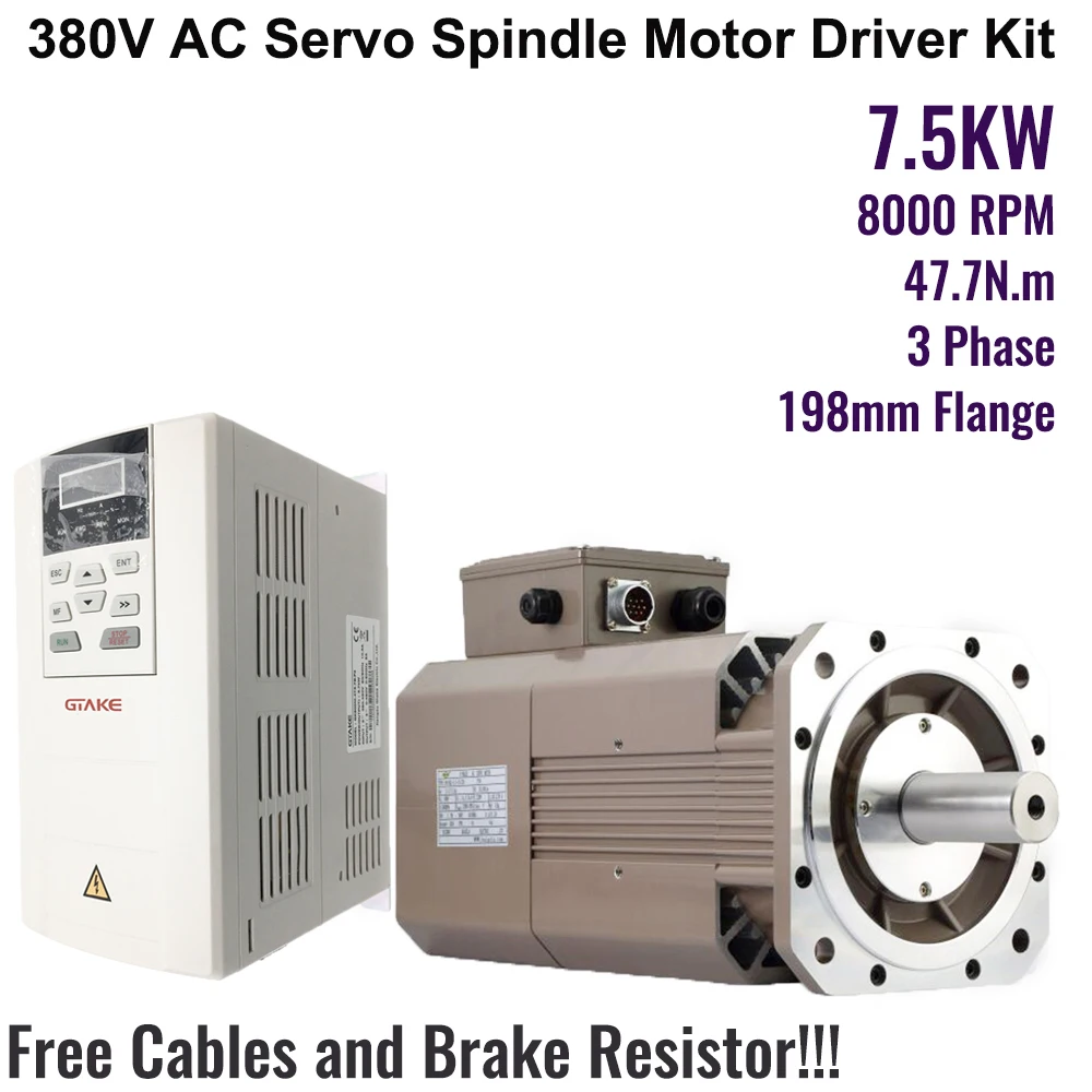 7.5KW высокое Скорость 8000 об/мин C серво шпиндель мотор драйвер комплект 10HP 47.7Nm 6800Oz in