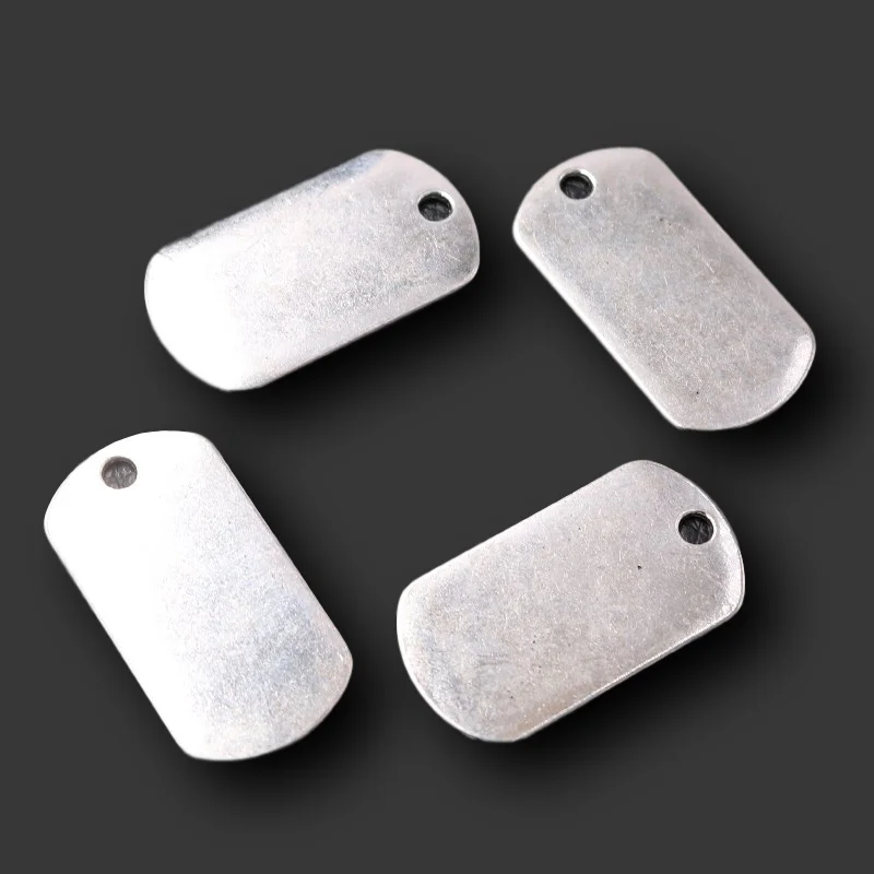 

6pcs Zinc Alloy Charm Silver Plated Rectangle Stamping Blank Tag Pendants DIY Charms For Necklace Jewelry Crafts Making 34*18mm