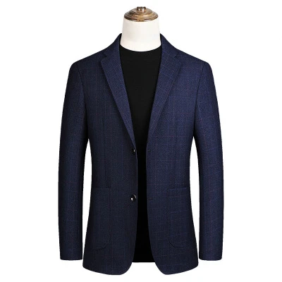 Мужской Блейзер в клетку серый повседневный деловой приталенный пиджак весна