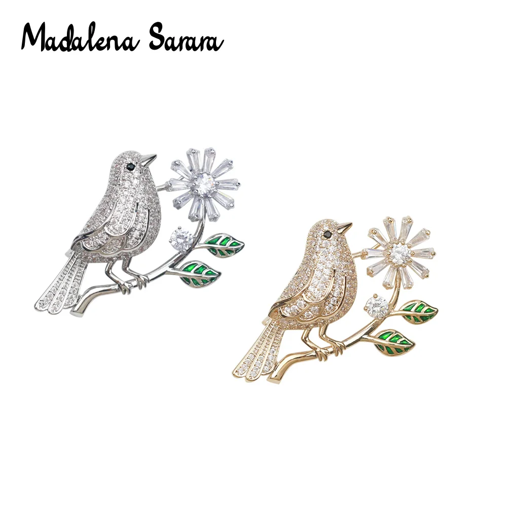 MADALENA SARARA AAAA Цирконий и кристалл инкрустированная жемчугом брошь гол покрытая