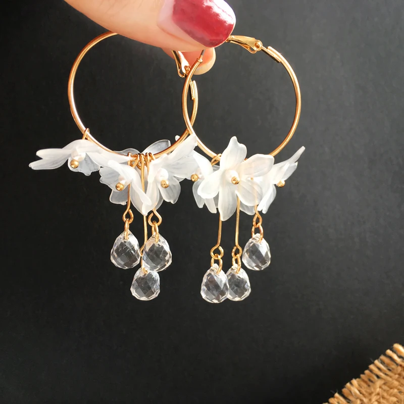 Винтажные Модные женские длинные серьги в форме цветка Акриловые лепестки для