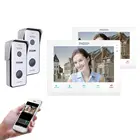 TMEZON беспроводнойWi-Fi умный IP-видеозвонок, система внутренней связи, 10-дюймовый + 7-дюймовый экран монитора с 2x720P проводной камерой для домофона