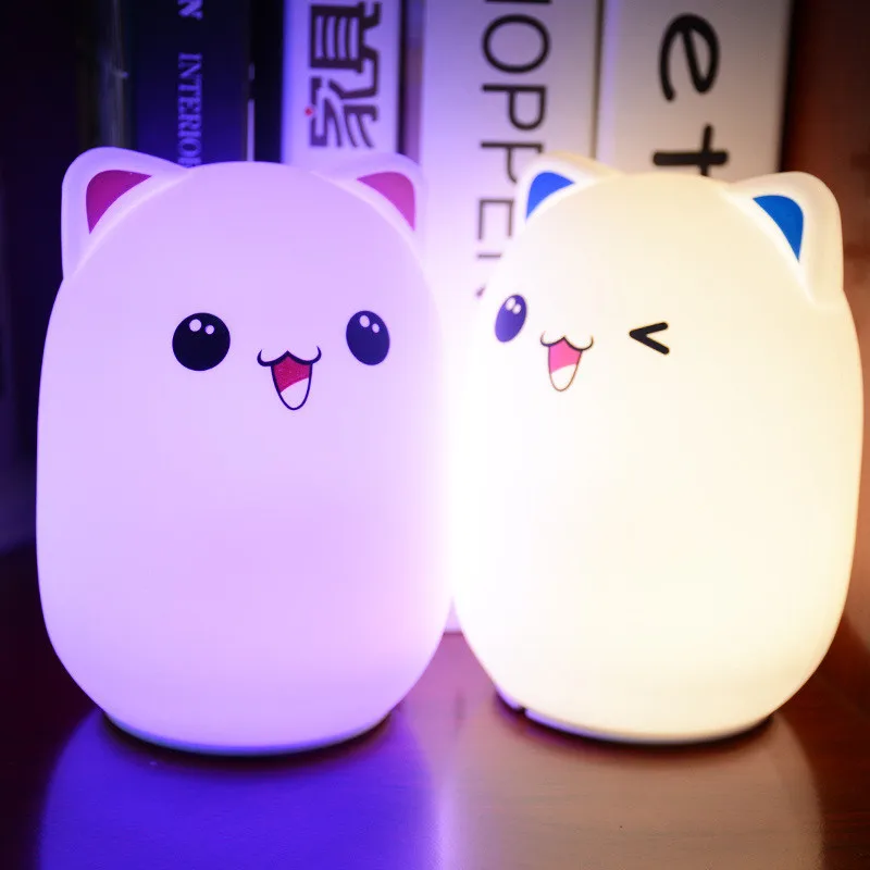 Мягкий силиконовый 3D Медведь ночник сменные цвета сенсорный датчик Pat USB лампа