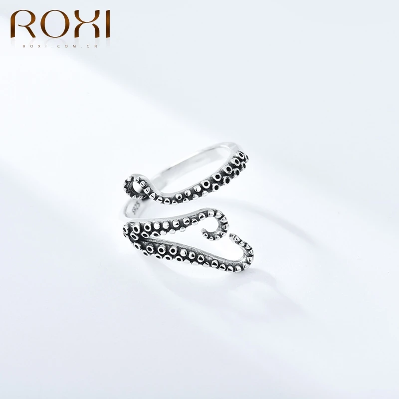 

ROXI щупальца черного осьминога для пальцев кольца для Для женщин 925 стерлингового серебра Тайский серебряные ювелирные изделия в стиле панк,...
