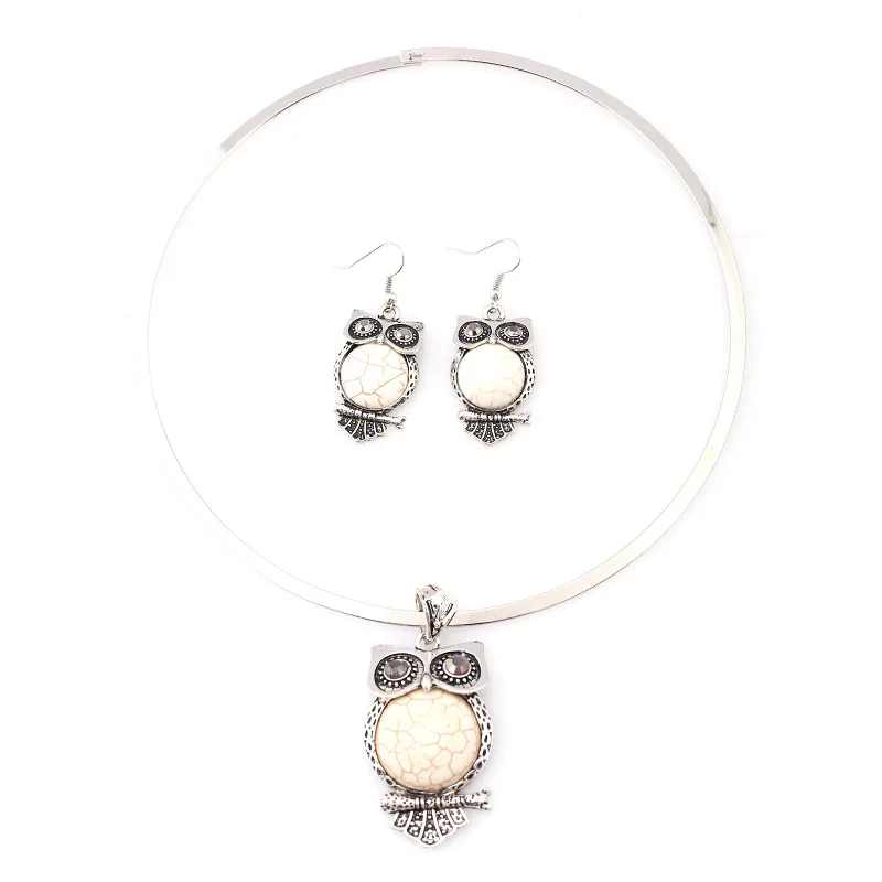 LOVBEAFAS Винтажное колье ожерелье ювелирный набор с совой серьги для женщин