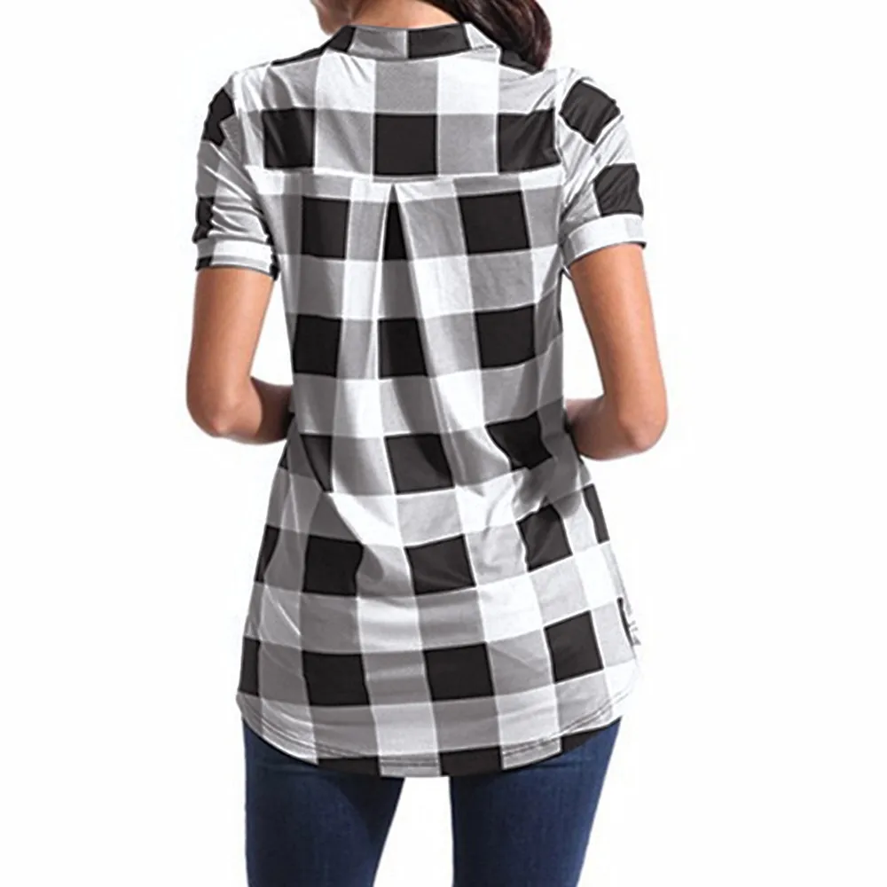 

Women Blouses Turn-down Collar Tops Spring Shirts Plaid All-match Loose Shirt Outwear Harajuku Female 4 Colors Clothing Chic New