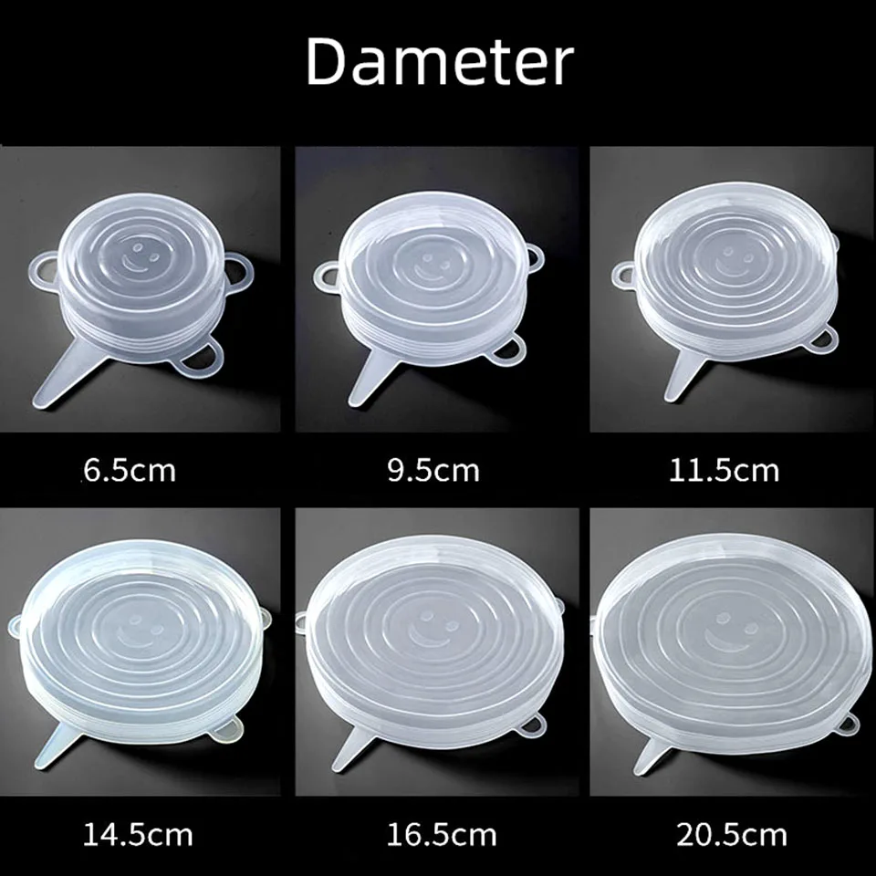 6 шт. многоразовые силиконовые Еда Чехлы УНИВЕРСАЛЬНЫЕ СИЛИКОНОВЫЕ стрейч крышки