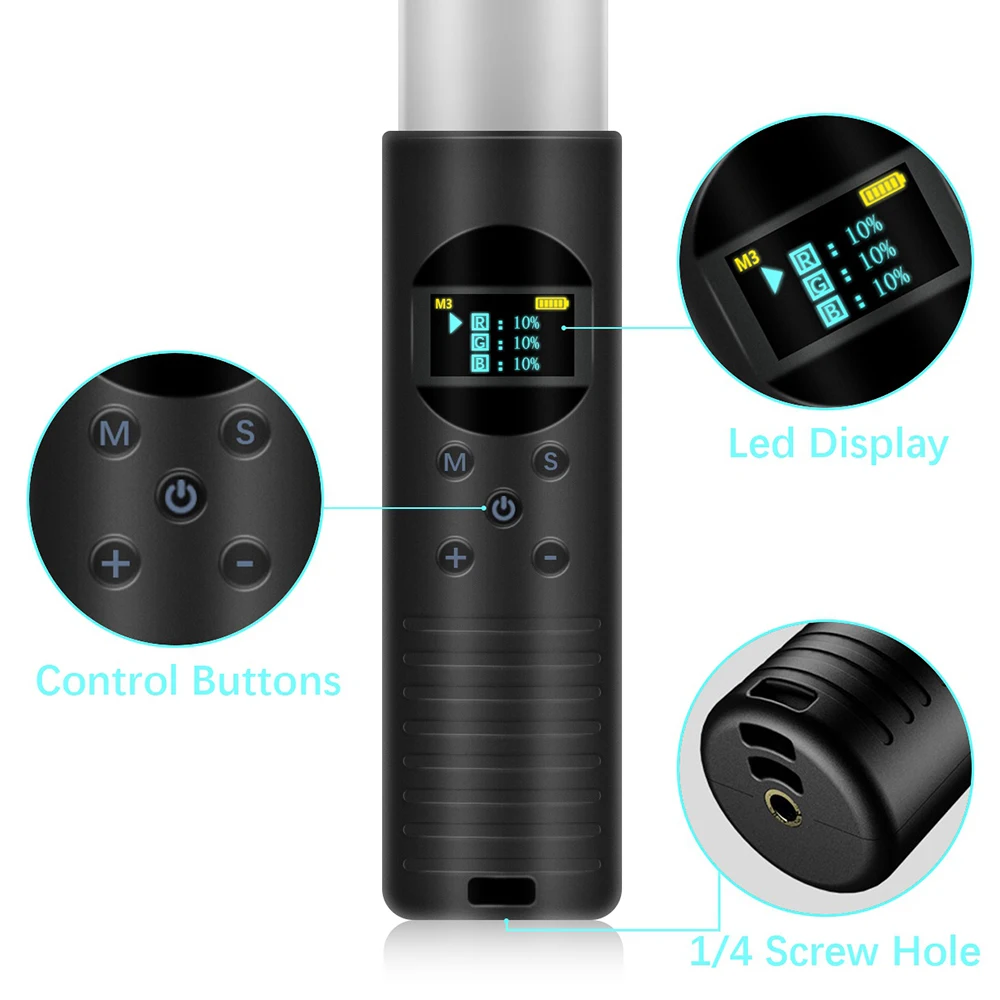 Ручная осветительная палочка RGB для фотосъемки перезаряжаемая по USB со штативом