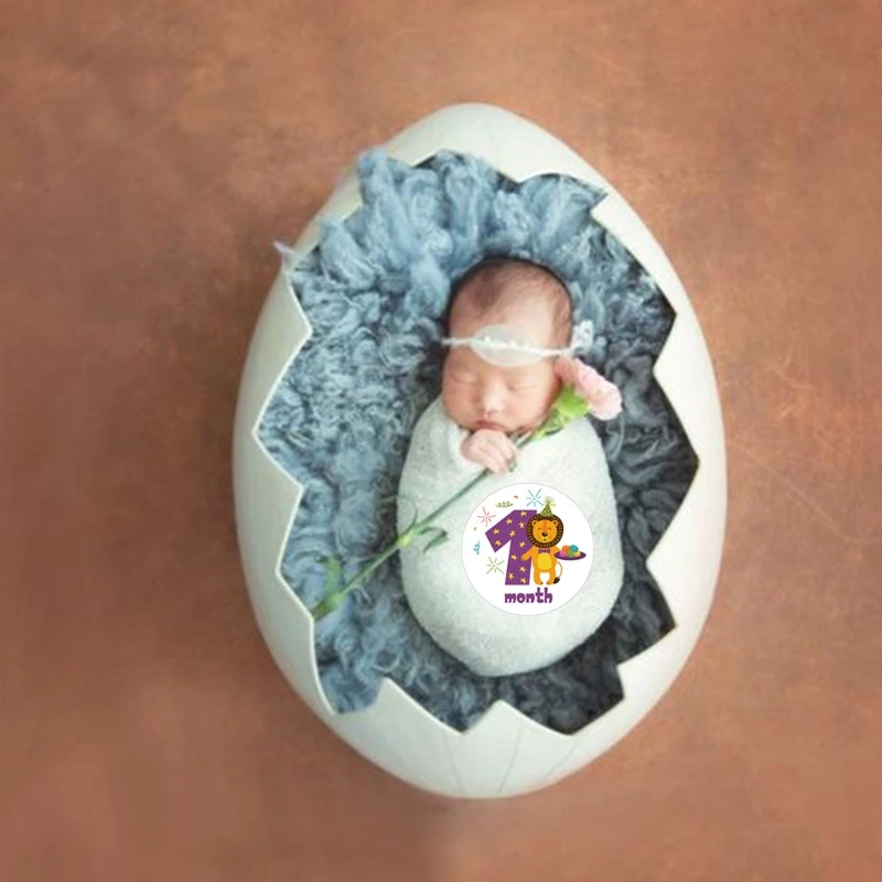 

Milestone Memorial Month Sticker Cartoon Animal Baby Monthly Stickers Photography Commemorative Card Number Photo Props